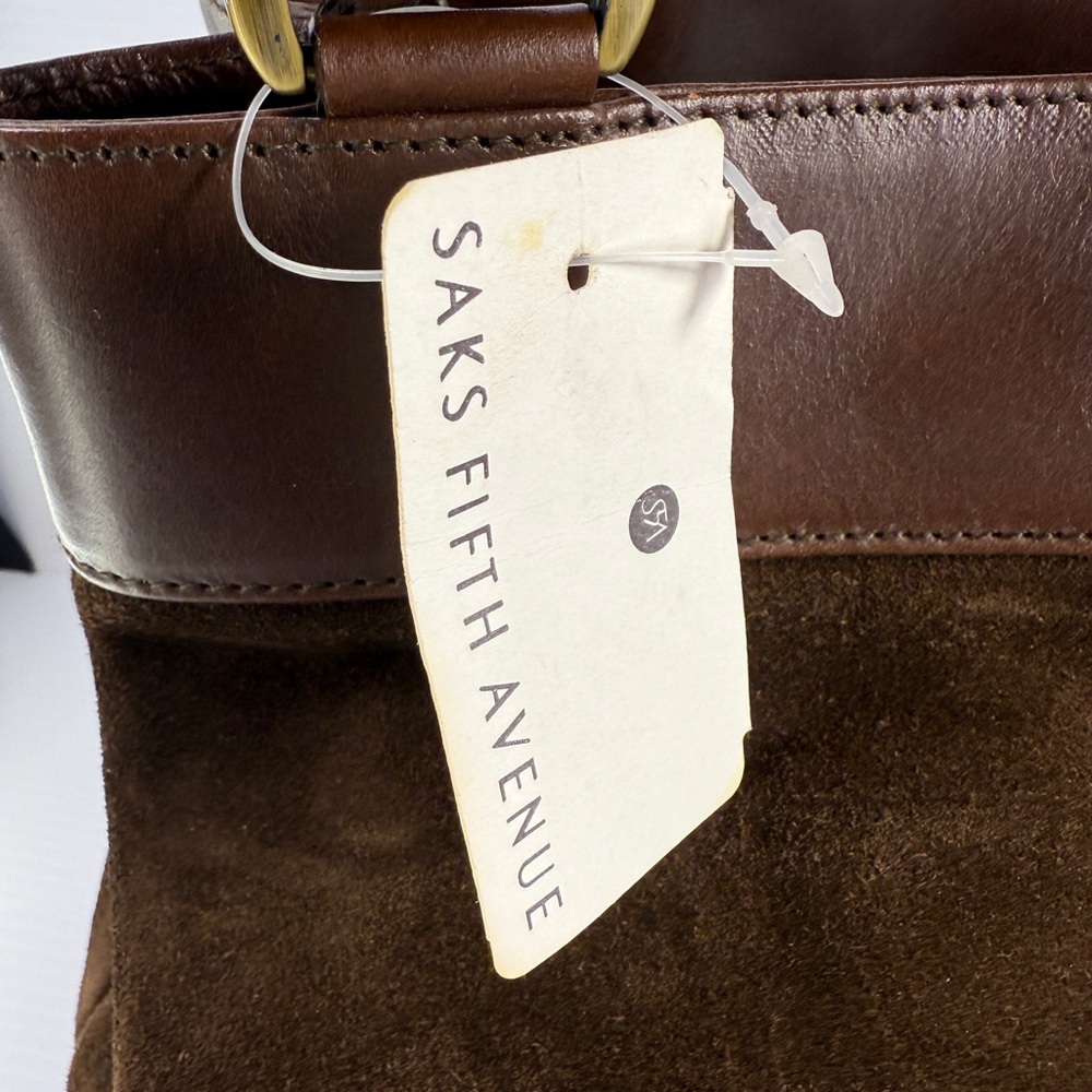 Saks Fifth Avenue Brown Leather and Suede Shoulder Bag - Picture 9 of 15